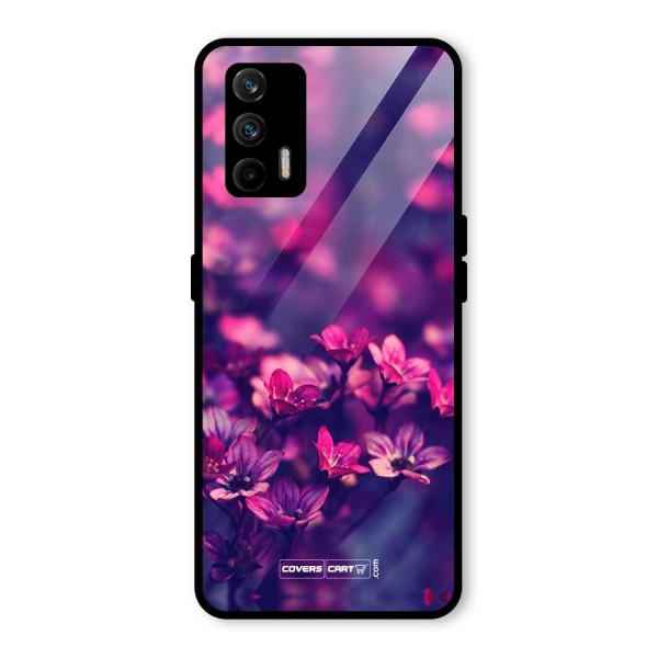 Violet Floral Glass Back Case for Realme X7 Max