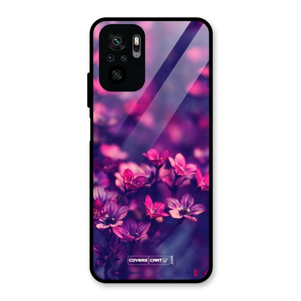 Violet Floral Glass Back Case for Redmi Note 10