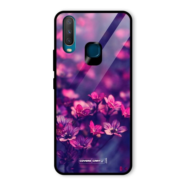 Violet Floral Glass Back Case for Vivo Y15