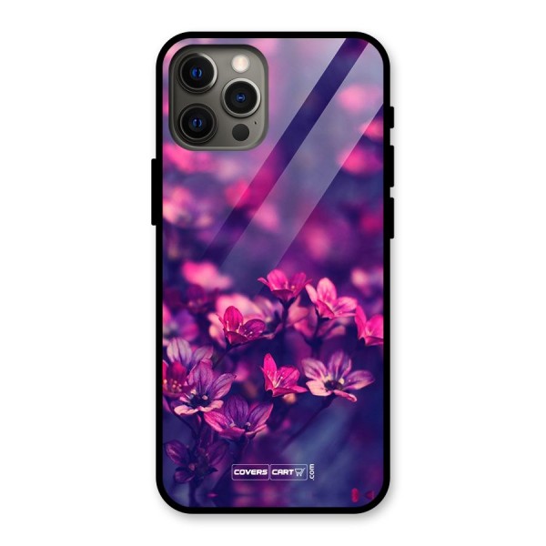 Violet Floral Glass Back Case for iPhone 12 Pro Max