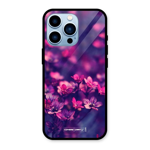 Violet Floral Glass Back Case for iPhone 13 Pro