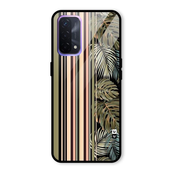 Visual Art Leafs Glass Back Case for Oppo A74 5G