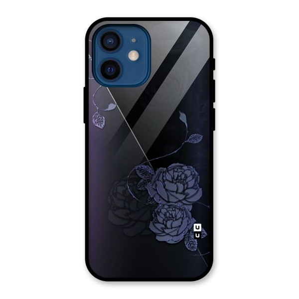 Voilet Floral Design Glass Back Case for iPhone 12 Mini