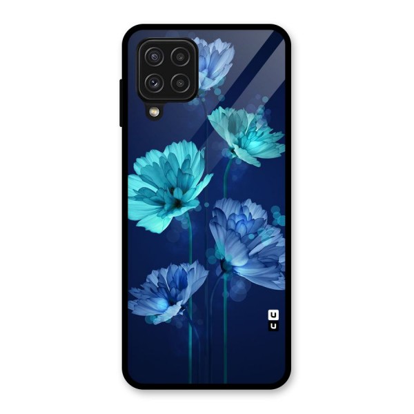 Water Flowers Glass Back Case for Galaxy A22 4G