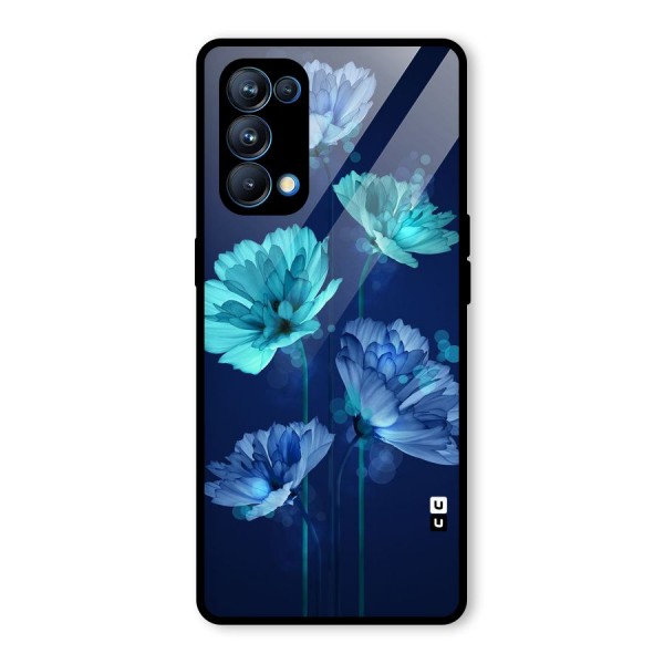 Water Flowers Glass Back Case for Oppo Reno5 Pro 5G