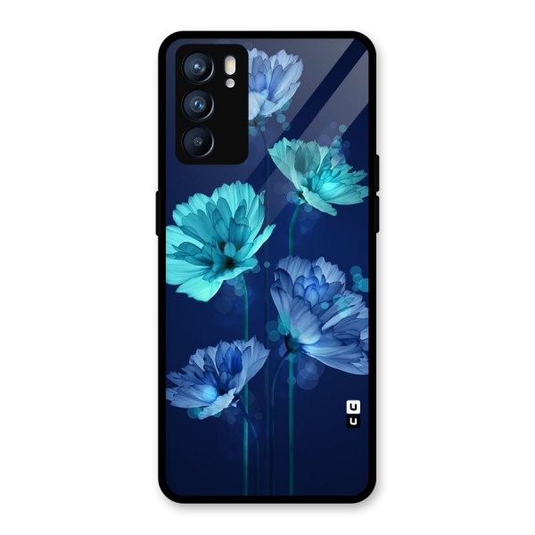 Water Flowers Glass Back Case for Oppo Reno6 5G