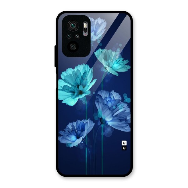 Water Flowers Glass Back Case for Redmi Note 10