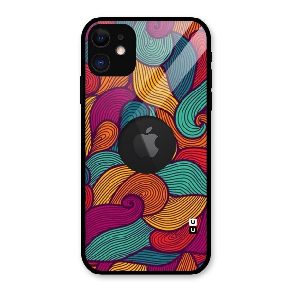 Whimsical Colors Glass Back Case for iPhone 11 Logo Cut