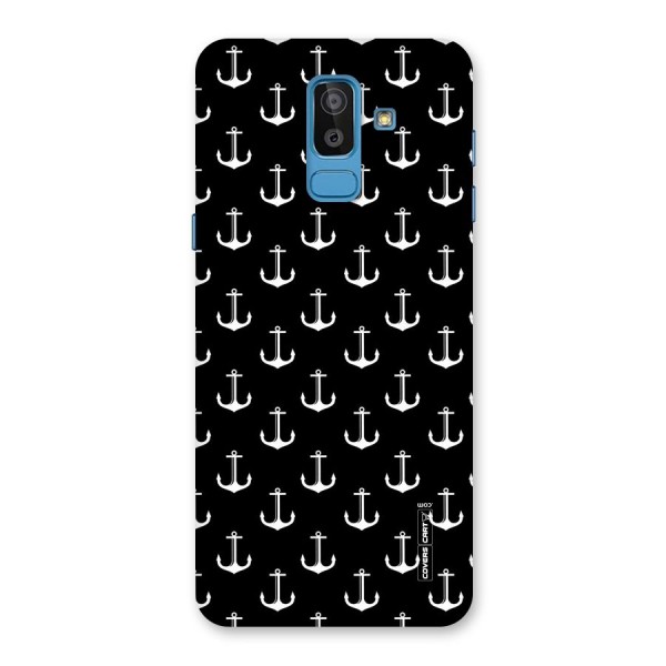White And Black Anchor Pattern Back Case for Galaxy J8