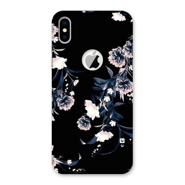 White Flora Back Case for iPhone XS Logo Cut