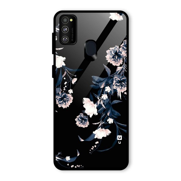 White Flora Glass Back Case for Galaxy M21