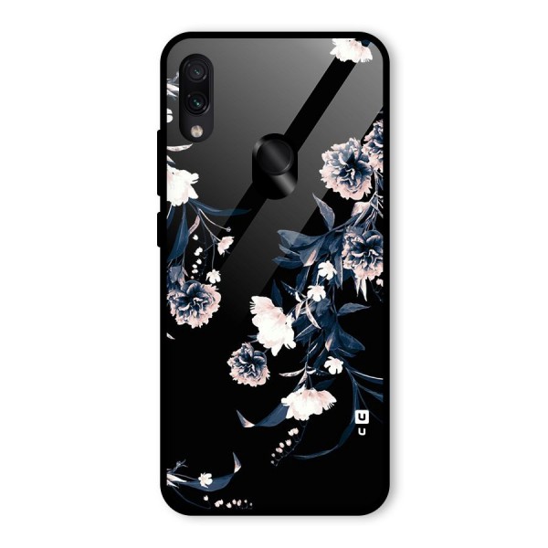 White Flora Glass Back Case for Redmi Note 7 Pro