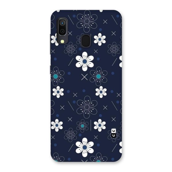 White Floral Shapes Back Case for Galaxy A20