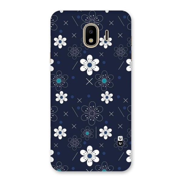 White Floral Shapes Back Case for Galaxy J4