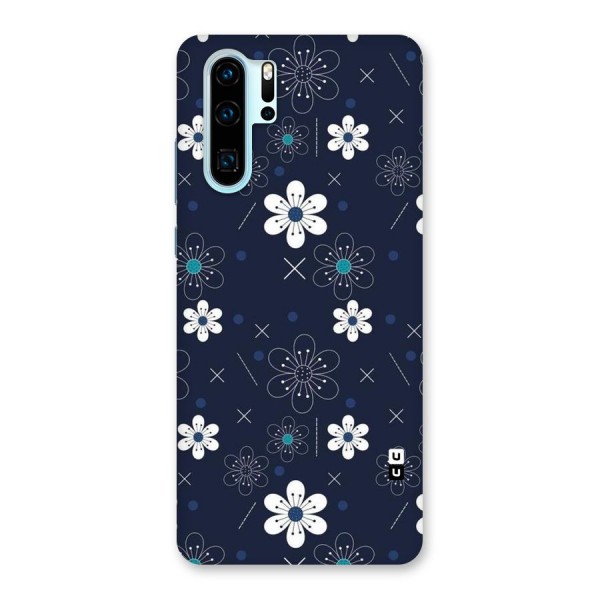 White Floral Shapes Back Case for Huawei P30 Pro