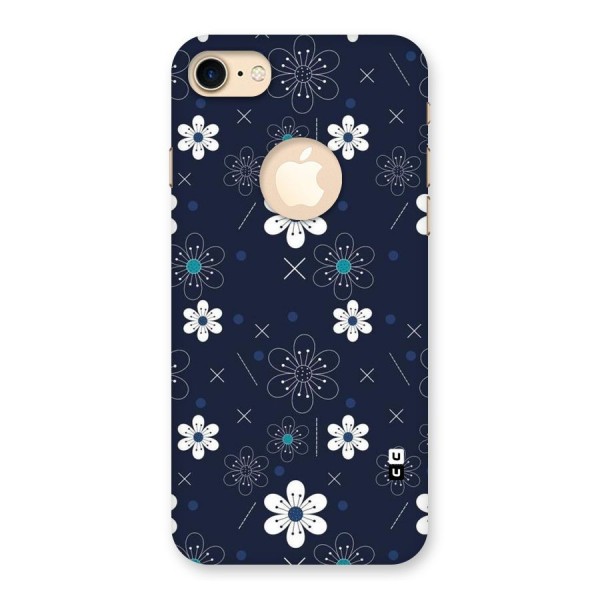 White Floral Shapes Back Case for iPhone 7 Logo Cut