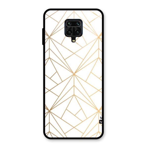 White Golden Zig Zag Glass Back Case for Redmi Note 9 Pro Max