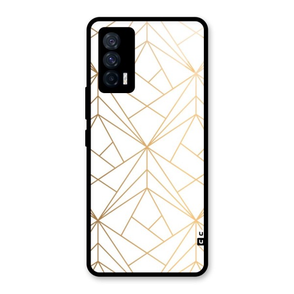White Golden Zig Zag Glass Back Case for Vivo iQOO 7 5G