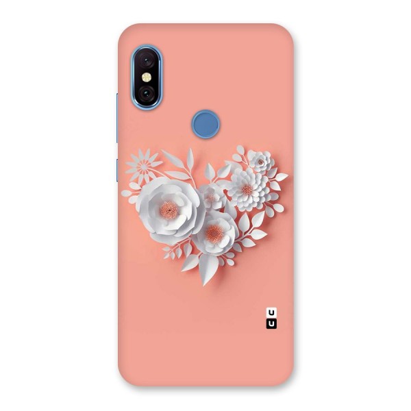 White Paper Flower Back Case for Redmi Note 6 Pro