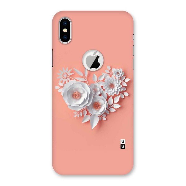 White Paper Flower Back Case for iPhone X Logo Cut