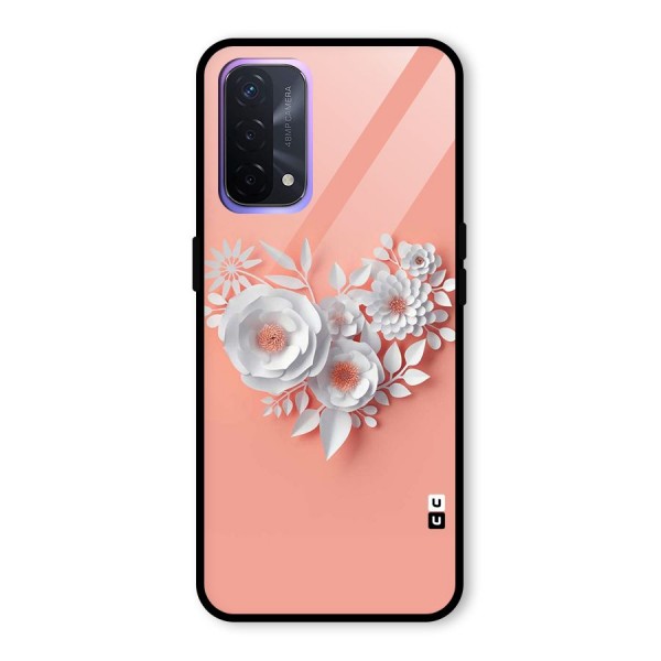 White Paper Flower Glass Back Case for Oppo A74 5G