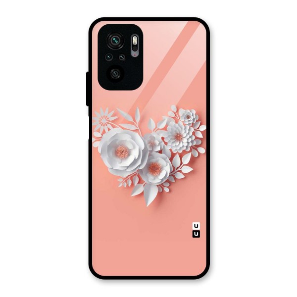 White Paper Flower Glass Back Case for Redmi Note 10