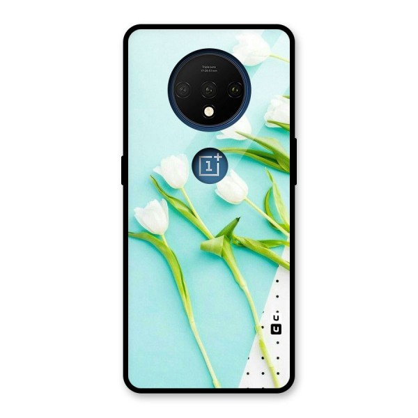 White Tulips Glass Back Case for OnePlus 7T