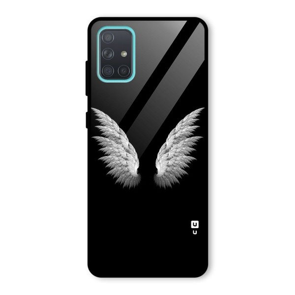 White Wings Glass Back Case for Galaxy A71