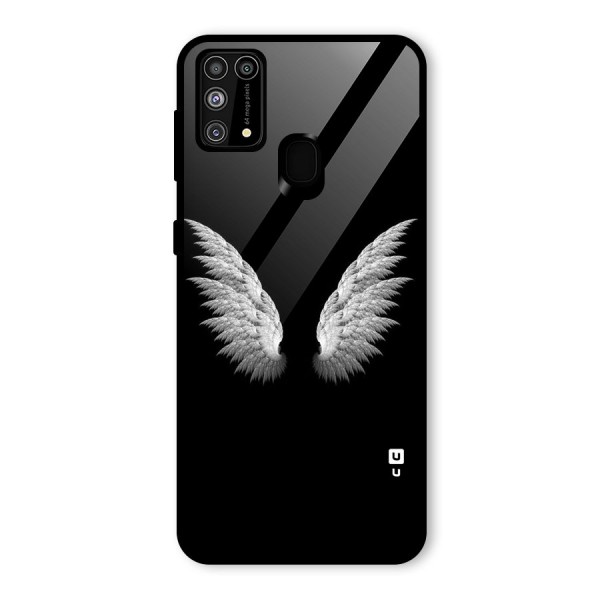 White Wings Glass Back Case for Galaxy M31