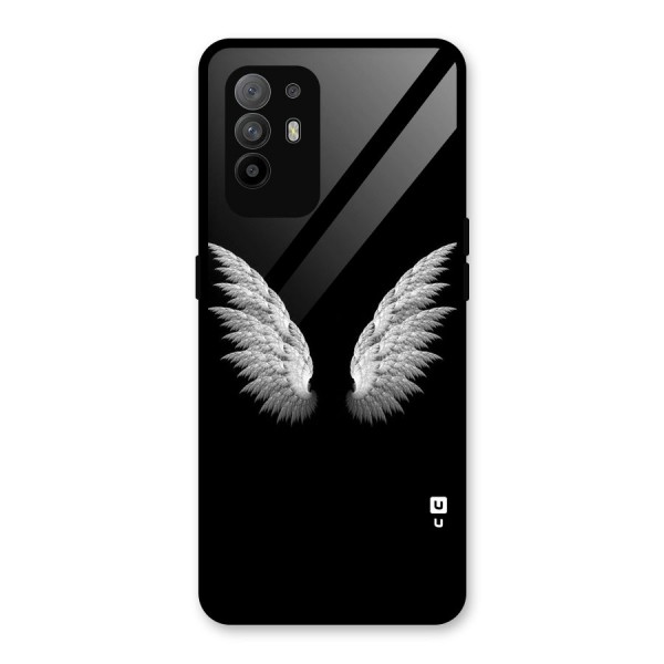 White Wings Glass Back Case for Oppo F19 Pro Plus 5G