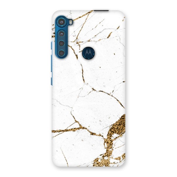 White and Gold Design Back Case for Motorola One Fusion Plus