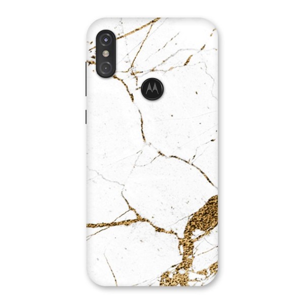 White and Gold Design Back Case for Motorola One Power