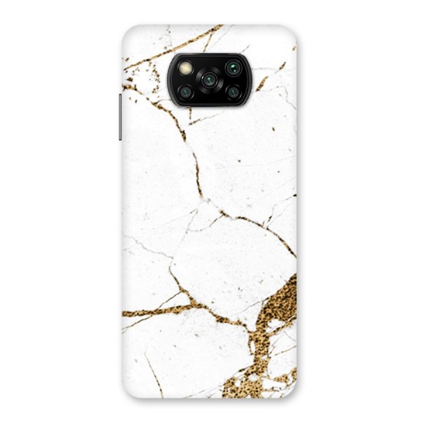 White and Gold Design Back Case for Poco X3