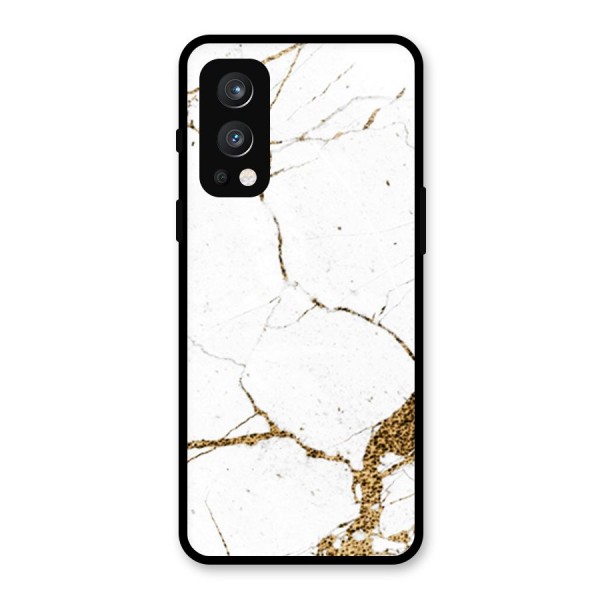 White and Gold Design Glass Back Case for OnePlus Nord 2 5G