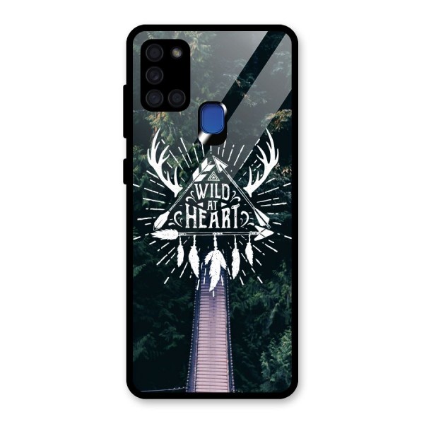Wild Heart Glass Back Case for Galaxy A21s