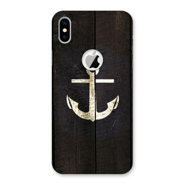 Wood Anchor Back Case for iPhone XS Logo Cut