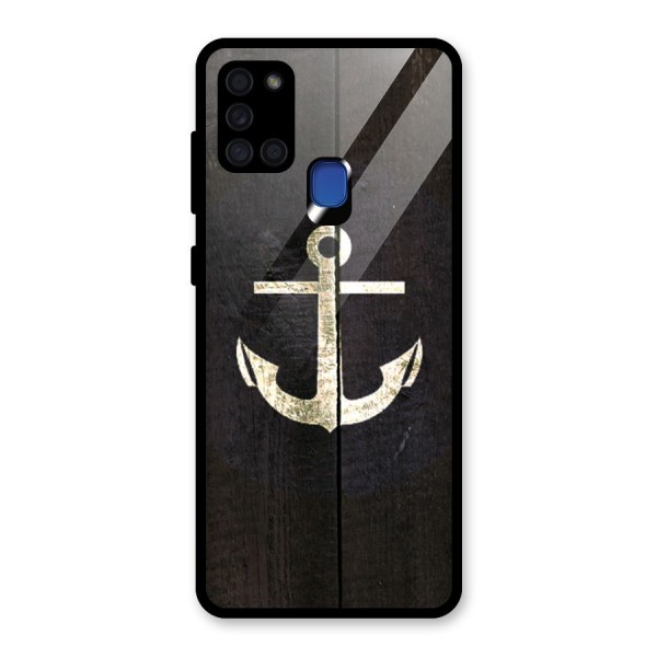 Wood Anchor Glass Back Case for Galaxy A21s