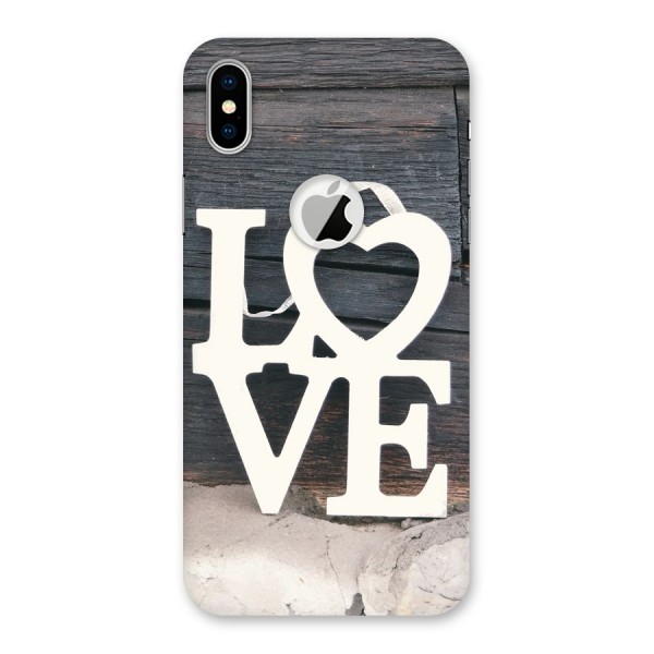 Wood Love Lock Back Case for iPhone X Logo Cut