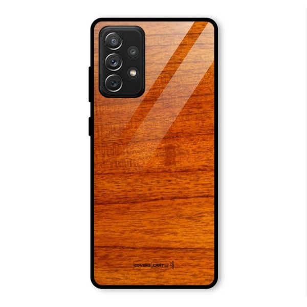 Wood Texture Design Glass Back Case for Galaxy A72