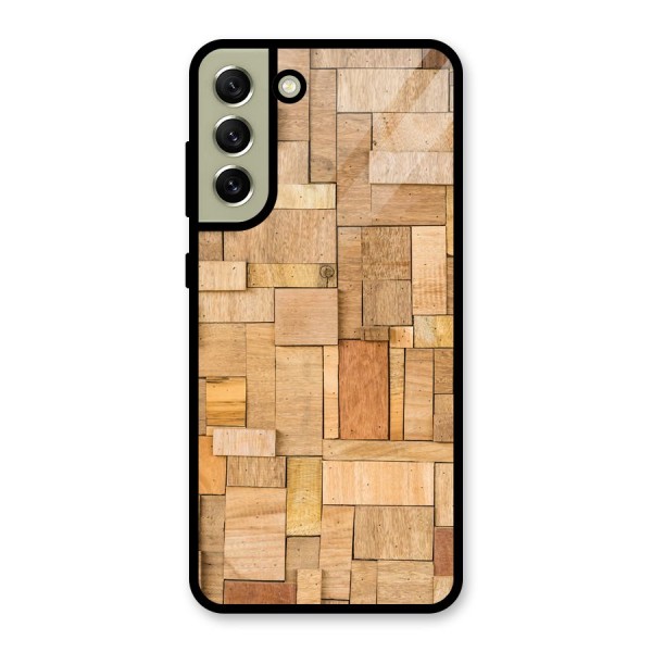 Wooden Blocks Glass Back Case for Galaxy S21 FE 5G