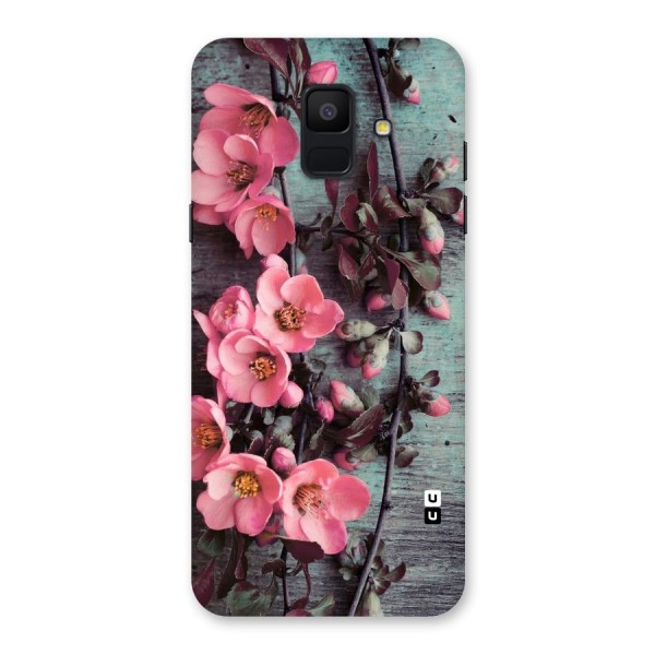 Wooden Floral Pink Back Case for Galaxy A6 (2018)
