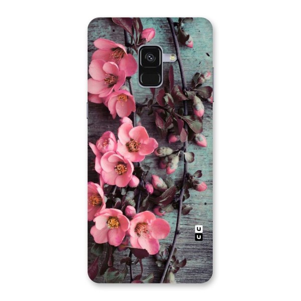 Wooden Floral Pink Back Case for Galaxy A8 Plus