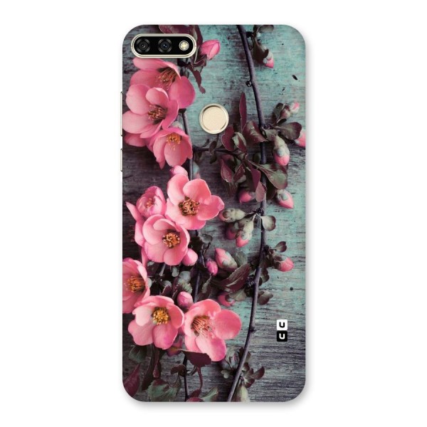Wooden Floral Pink Back Case for Honor 7A