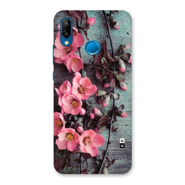 Wooden Floral Pink Back Case for Huawei P20 Lite