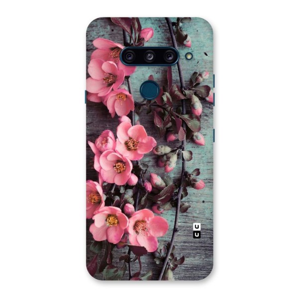 Wooden Floral Pink Back Case for LG  V40 ThinQ