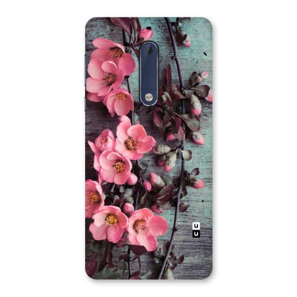 Wooden Floral Pink Back Case for Nokia 5
