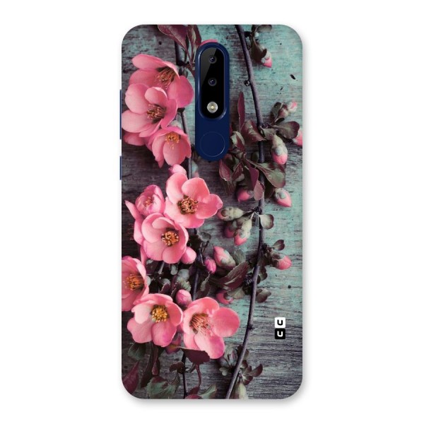 Wooden Floral Pink Back Case for Nokia 5.1 Plus