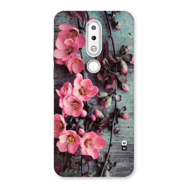 Wooden Floral Pink Back Case for Nokia 6.1 Plus