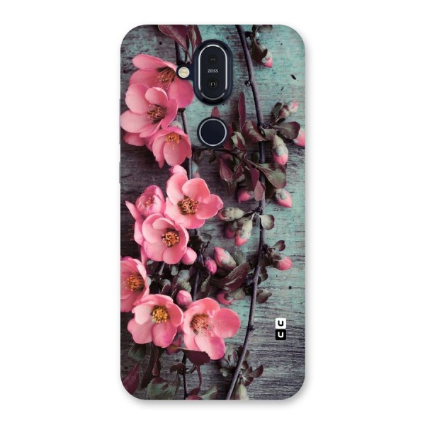 Wooden Floral Pink Back Case for Nokia 8.1