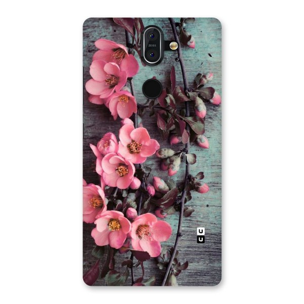 Wooden Floral Pink Back Case for Nokia 8 Sirocco
